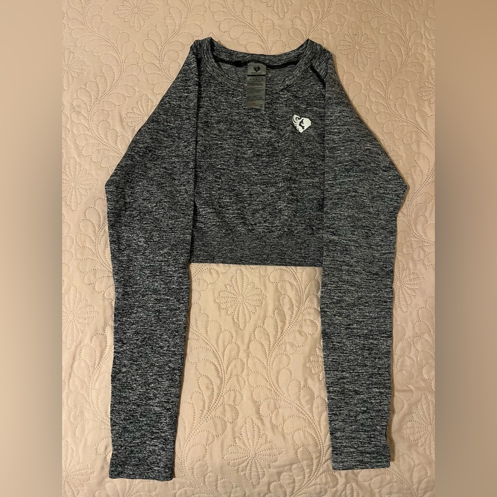 Women’s Best Gray Seamless Workout Crop Top Long Sleeve - XL